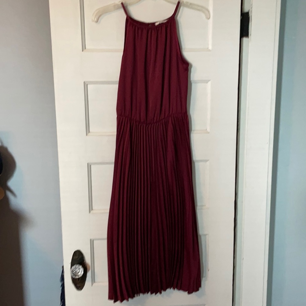 Maroon Pleated Dress